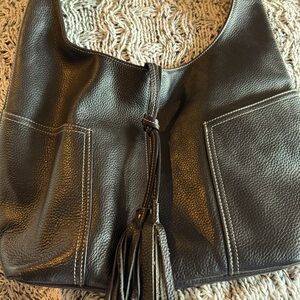 LAGGO Black with Stitching Pebbled Leather Hobo Bag Excellent Used Condition